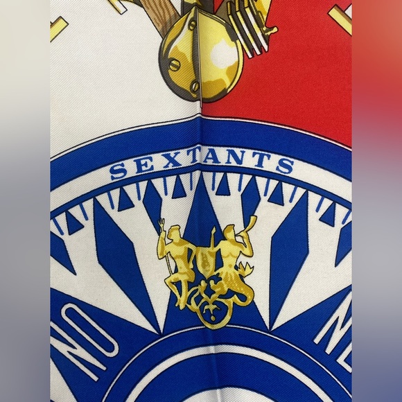 Hermes Vintage Carre 90 Silk Scarf”SEXTANTS”by Loic Dubigeon - Picture 2 of 16